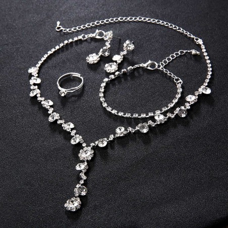 Комплект украшений TASYAS Комплект со стразами - ожерелье, браслет, серьги и кольцо